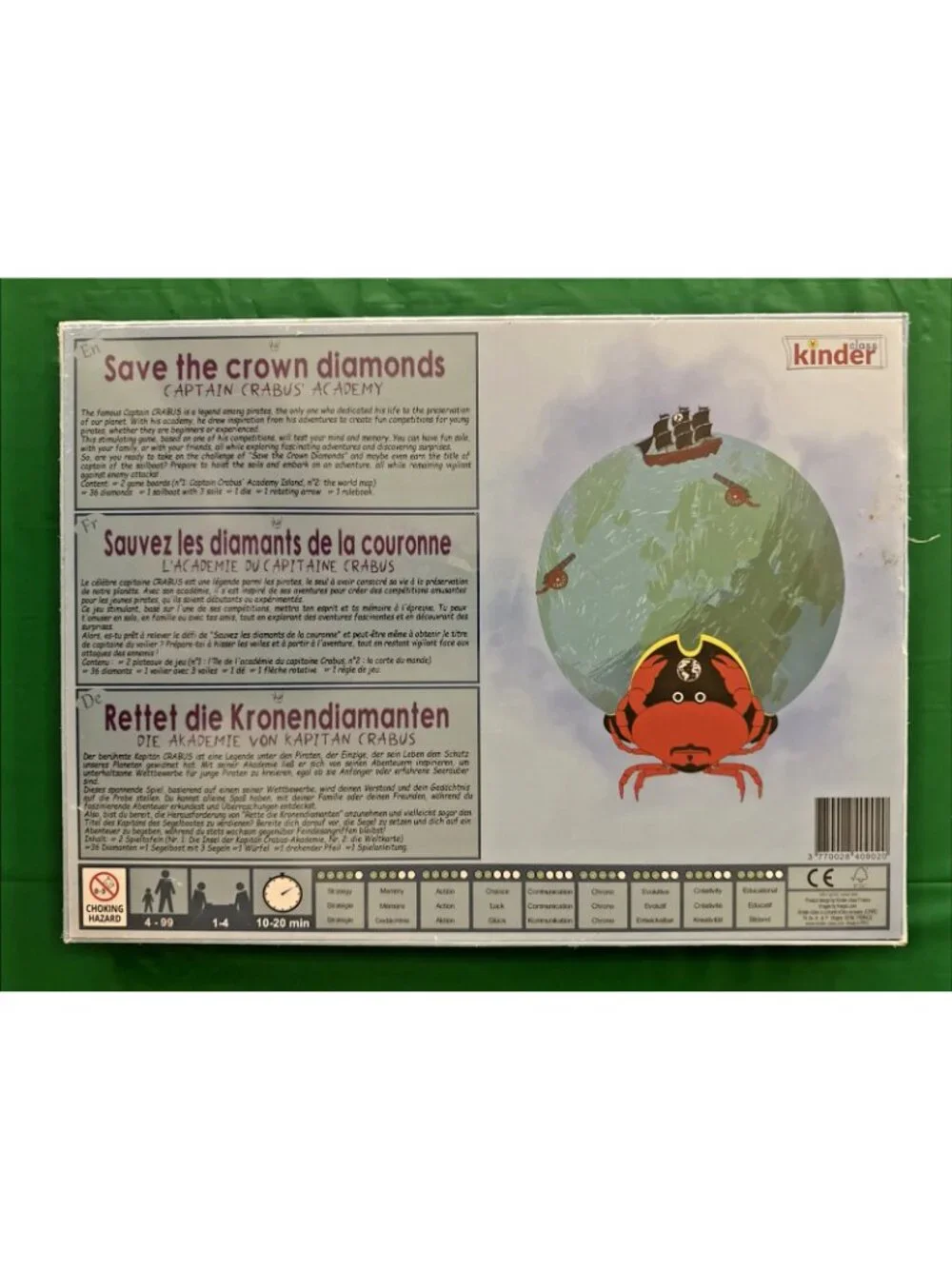 Kinder Children's Board Game Save The Crown Diamonds Captain Crabus' Academy NEW